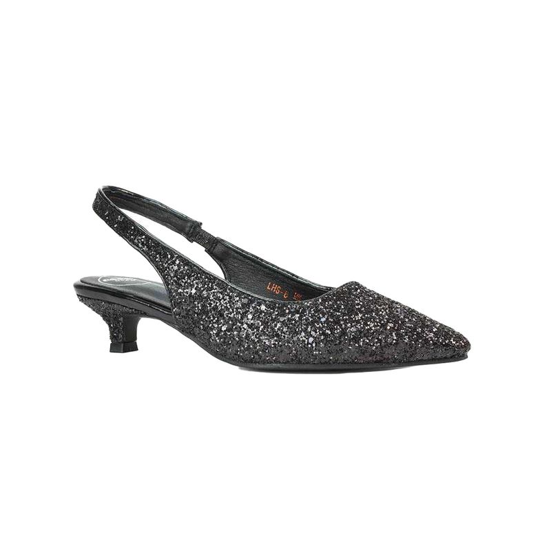 Xy London Womens/Ladies Gerri Glitter Sling Back Kitten Heel Court Pumps / Gold